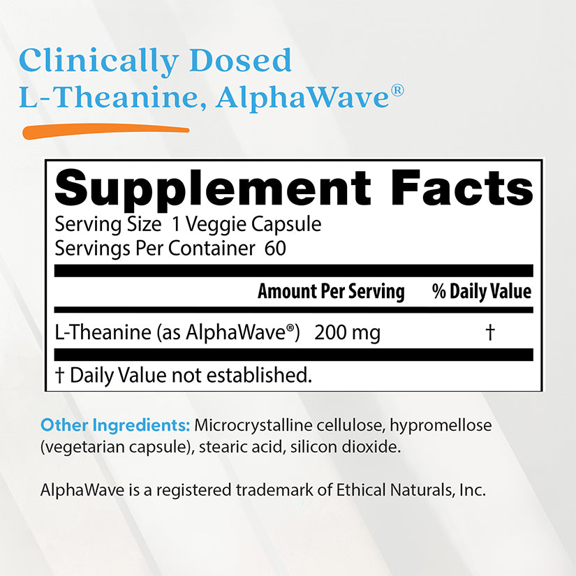 Doctor's Best L-Theanine, AlphaWave®, 200 mg, 60 Veggie Caps