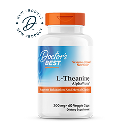 Doctor's Best L-Theanine, AlphaWave®, 200 mg Per Serving, 60 Veggie Caps