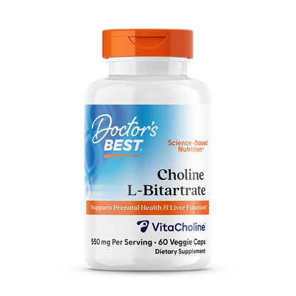 Doctor's Best Choline L-Bitartrate, 550 mg Per Serving, 60 Veggie Caps