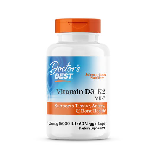 Doctor's Best Vitamin D3 + K2, MK-7, 60 Veggie Caps