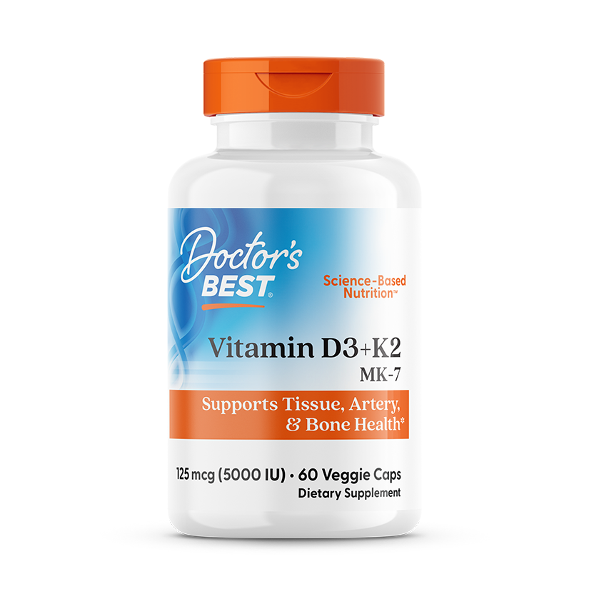 Doctor's Best Vitamin D3 + K2, MK-7, 60 Veggie Caps