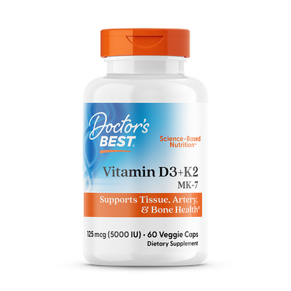 Doctor's Best Vitamin D3 + K2, MK-7, 60 Veggie Caps
