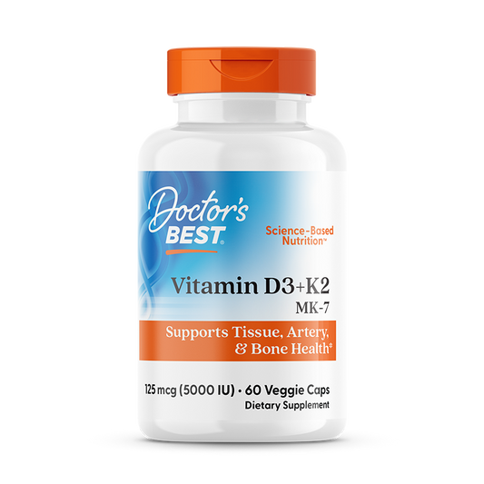Doctor's Best Vitamin D3 + K2, MK-7, 60 Veggie Caps