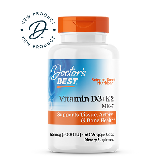 Doctor's Best Vitamin D3 + K2, MK-7, 60 Veggie Caps