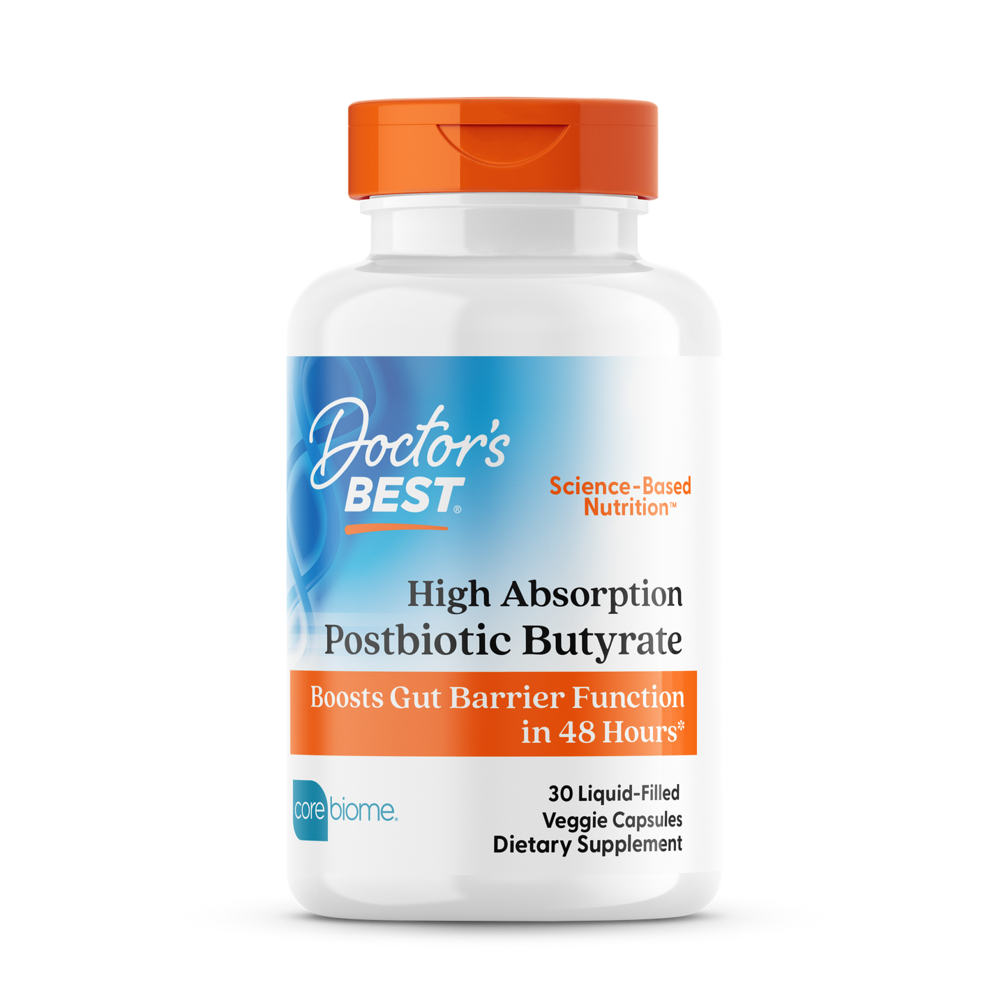 Doctor's Best High Absorption Postbiotic Butyrate, 300 mg, 30 Liquid-Filled Veggie Capsules