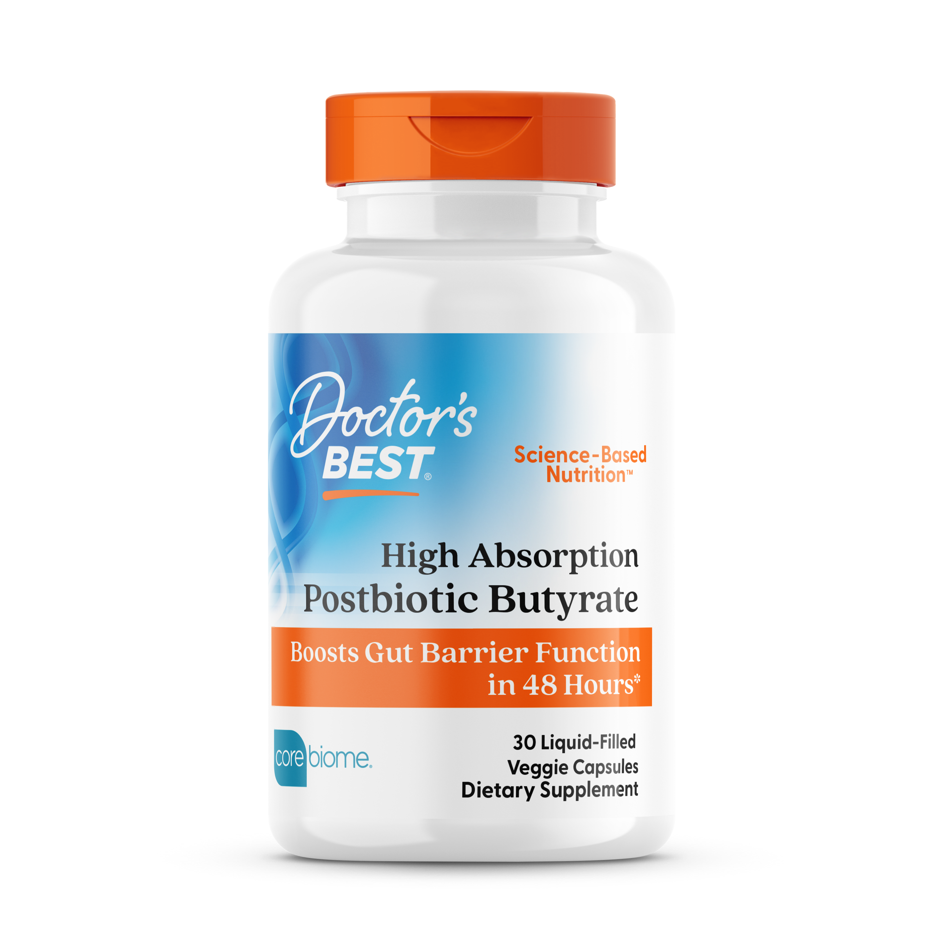 Doctor's Best High Absorption Postbiotic Butyrate, 300 mg, 30 Liquid-Filled Veggie Capsules