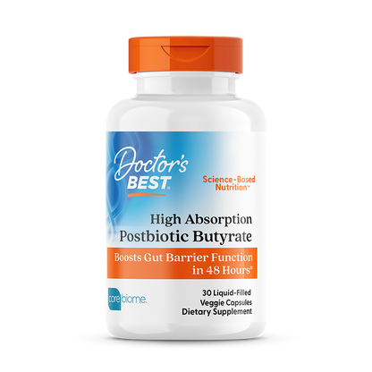 Doctor's Best High Absorption Postbiotic Butyrate, 300 mg, 30 Liquid-Filled Veggie Capsules