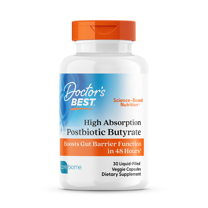 Doctor's Best High Absorption Postbiotic Butyrate, 300 mg, 30 Liquid-Filled Veggie Capsules
