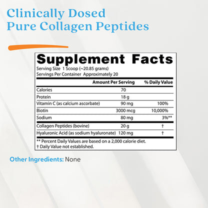 Doctor's Best Pure Collagen Peptides with Added Hyaluronic Acid, Vitamin C, & Biotin, Net Wt. 14.8 oz (417 Grams)