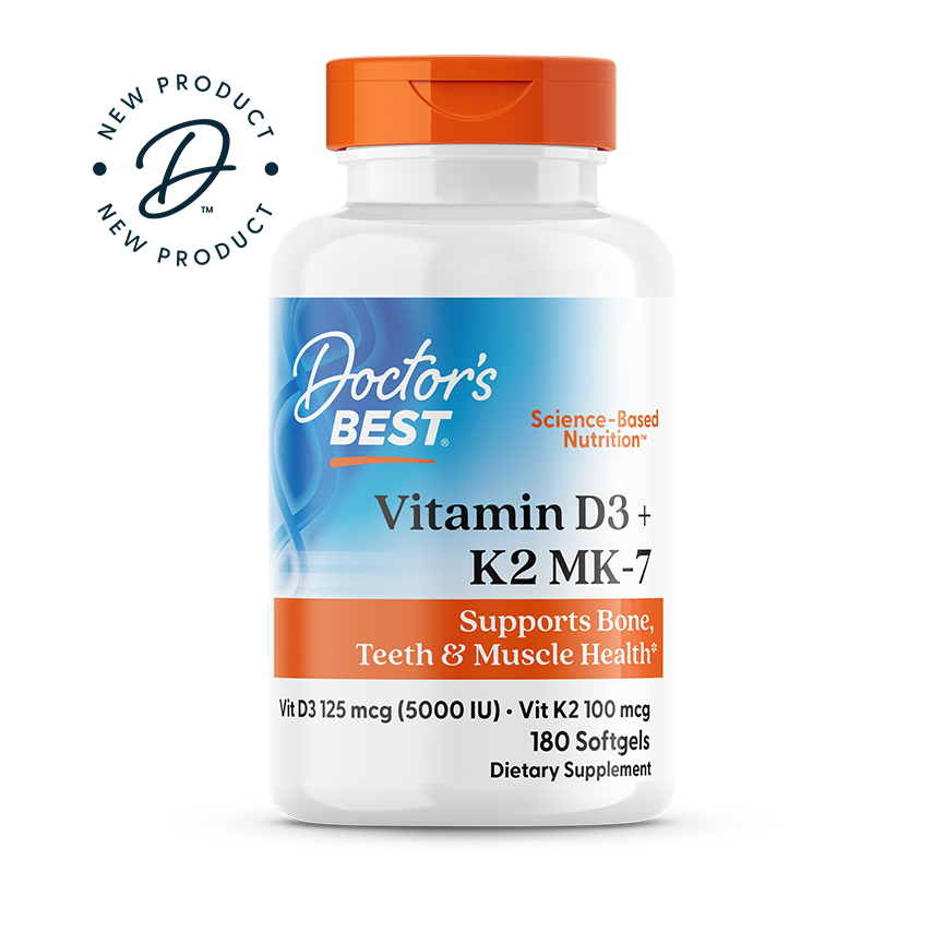 Doctor's Best Vitamin D3 + K2 MK-7, 180 Softgels