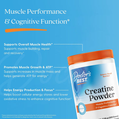 Doctor's Best Creatine Powder, Unflavored, 17.85 oz (500 Grams)
