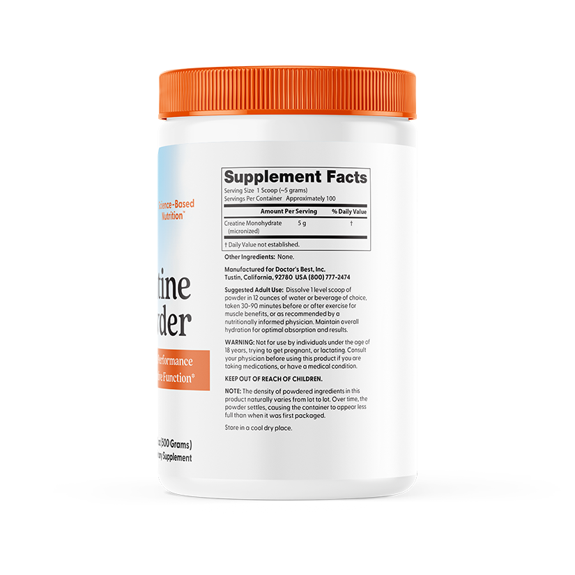 Doctor's Best Creatine Powder, Unflavored, 17.85 oz (500 Grams)