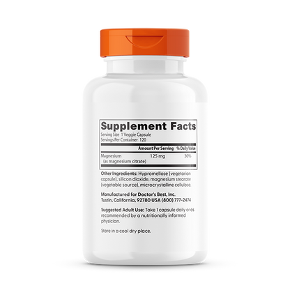 Doctor's Best Magnesium Citrate, 125 mg, 120 Veggie Caps