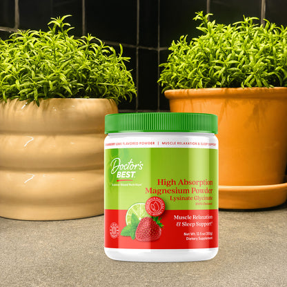 Doctor's Best High Absorption Magnesium Powder, Strawberry Lime, 12.5 oz (350 g)