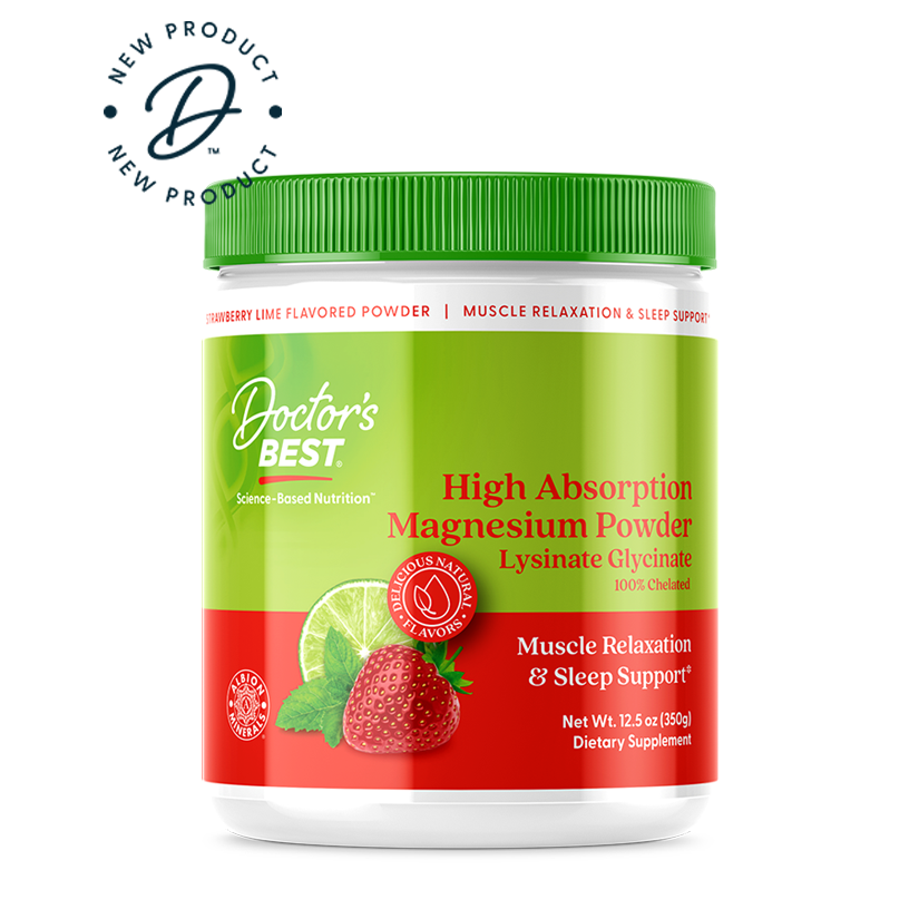 Doctor's Best High Absorption Magnesium Powder, Strawberry Lime, 12.5 oz (350 g)