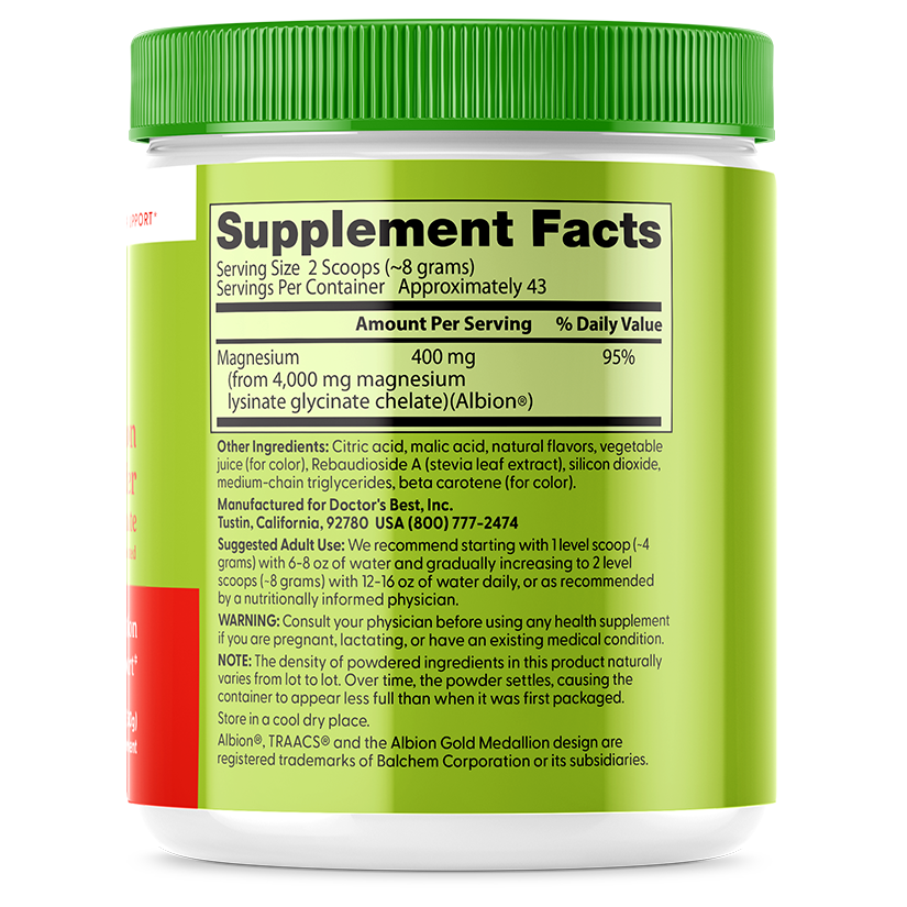 Doctor's Best High Absorption Magnesium Powder, Strawberry Lime, 12.5 oz (350 g)