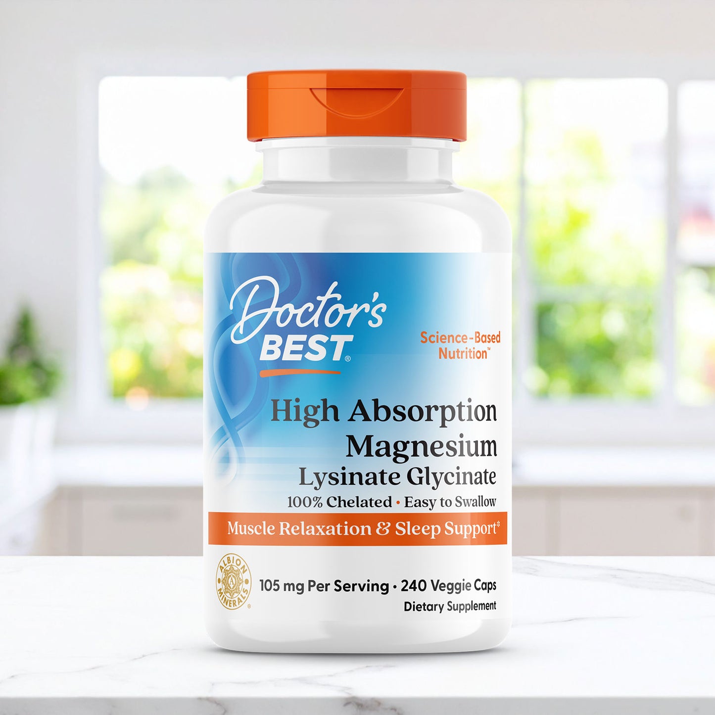 Doctor's Best High Absorption Magnesium, Lysinate Glycinate 100% Chelated, 52.5 mg, 240 Veggie Caps