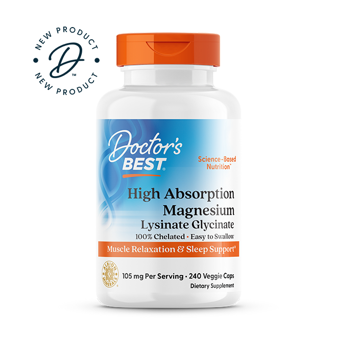 Doctor's Best High Absorption Magnesium, Lysinate Glycinate 100% Chelated, 52.5 mg, 240 Veggie Caps