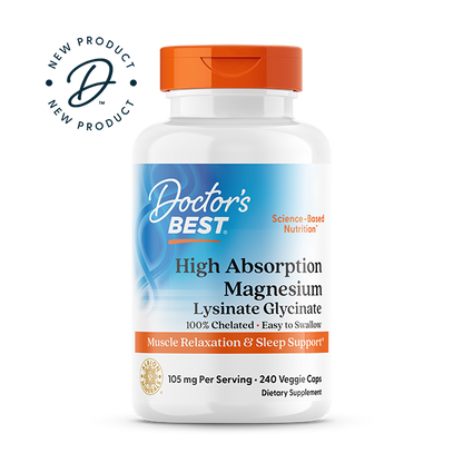 Doctor's Best High Absorption Magnesium, Lysinate Glycinate 100% Chelated, 52.5 mg, 240 Veggie Caps