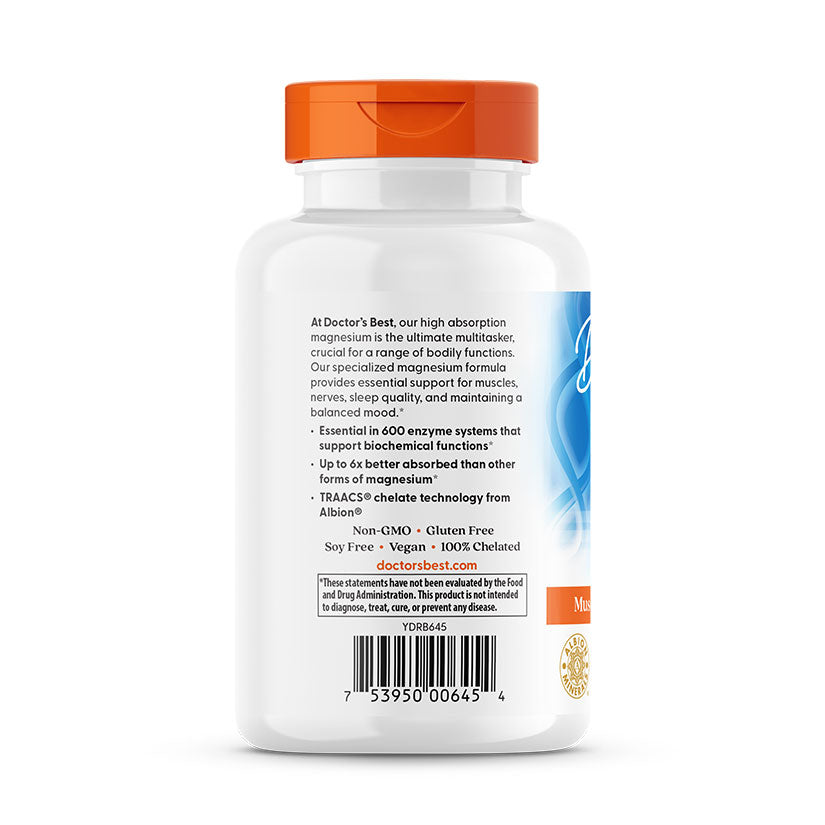 Doctor's Best High Absorption Magnesium, Lysinate Glycinate 100% Chelated, 52.5 mg, 240 Veggie Caps