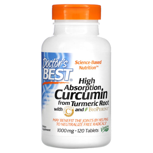 Doctor's Best High Absorption Curcumin, 1,000 mg, 120 Tablets