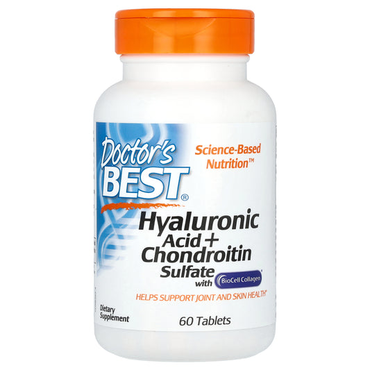 Doctor's Best Hyaluronic Acid + Chondroitin Sulfate with BioCell Collagen, 60 Tablets