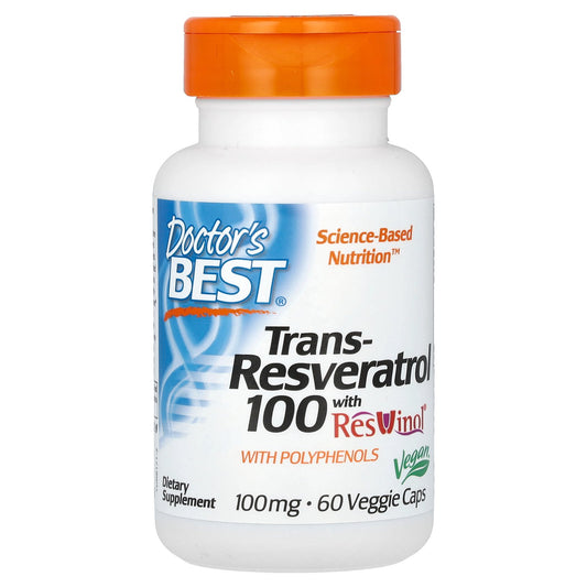 Doctor's Best Trans-Resveratrol 100 with ResVinol, 100 mg, 60 Veggie Caps