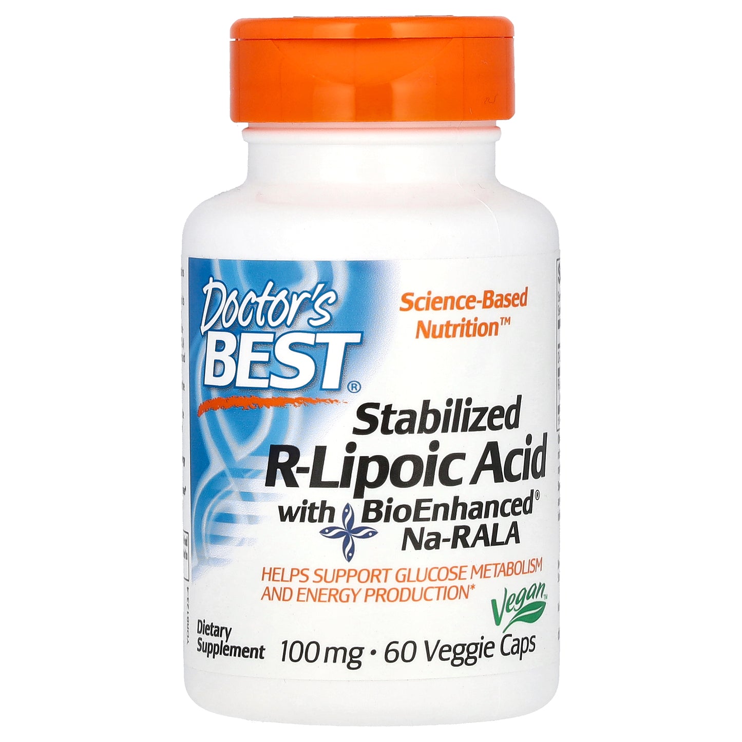 Doctor's Best Stabilized R-Lipoic Acid with BioEnhanced Na-RALA, 100 mg, 60 Veggie Caps