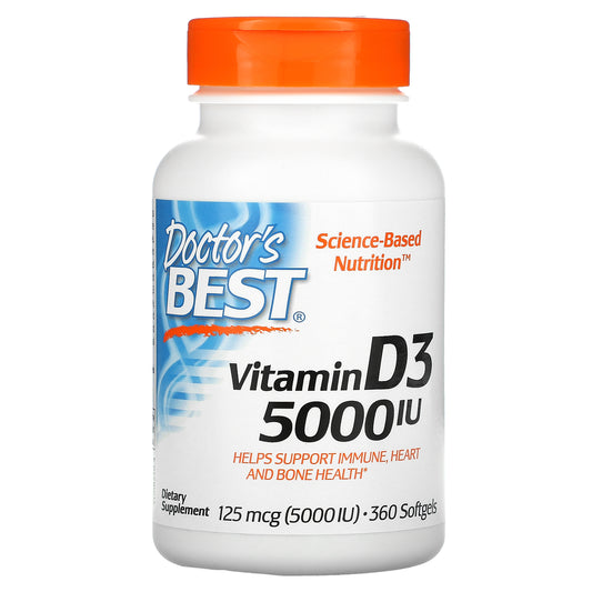 Doctor's Best Vitamin D3, 125 mcg (5,000 IU), 360 Softgels