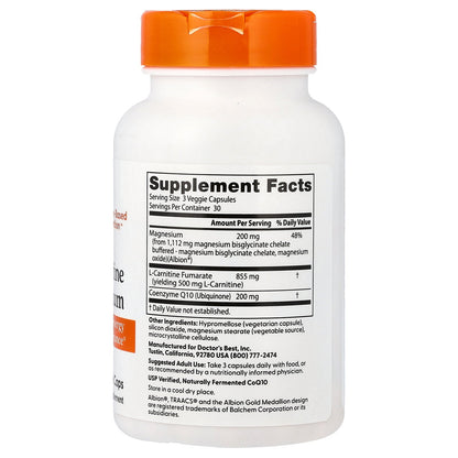 Doctor's Best CoQ10 L-Carnitine Magnesium, 90 Veggie Caps