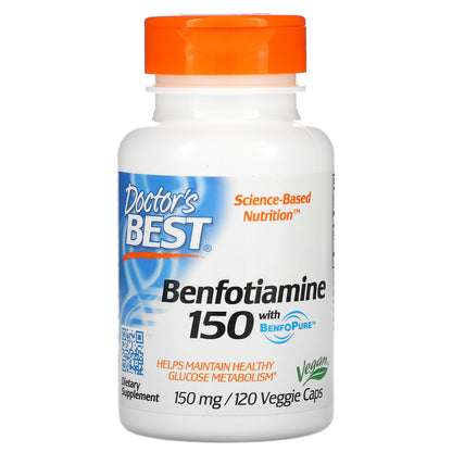 Doctor's Best Benfotiamine 150 with BenfoPure, 150 mg, 120 Veggie Caps