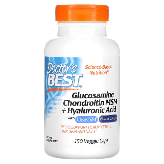 Doctor's Best Glucosamine Chondroitin MSM + Hyaluronic Acid, 150 Veggie Caps
