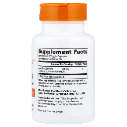 Doctor's Best Acetyl-L-Carnitine with Biosint Carnitines, 500 mg, 60 Veggie Caps