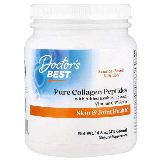 Doctor's Best Pure Collagen Peptides with Added Hyaluronic Acid, Vitamin C, & Biotin, Net Wt. 14.8 oz (417 Grams)