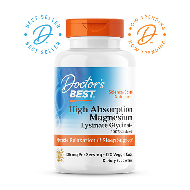Doctor's Best High Absorption Magnesium, Lysinate Glycinate 100% Chelated, 52.5 mg, 120 Veggie Caps