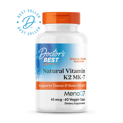 Doctor's Best Natural Vitamin K2 MK-7 with MenaQ7, 45 mcg, 60 Veggie Caps