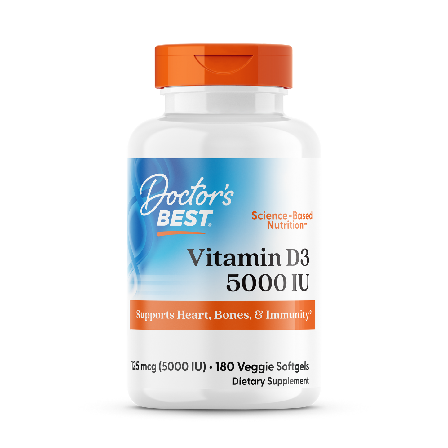 Doctor's Best Vitamin D3, 125 mcg (5,000 IU), 180 Veggie Softgels