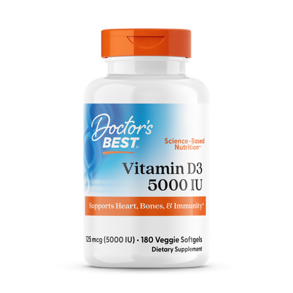 Doctor's Best Vitamin D3, 125 mcg (5,000 IU), 180 Veggie Softgels