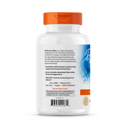 Doctor's Best High Absorption Magnesium, 200 mg Per Serving, 240 Tablets