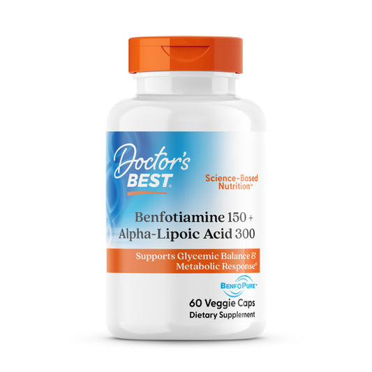 Doctor's Best Benfotiamine 150 + Alpha-Lipoic Acid 300, 60 Veggie Caps
