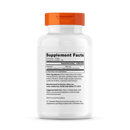 Doctor's Best Ubiquinol with Kaneka, 200 mg Per Serving, 120 Softgels