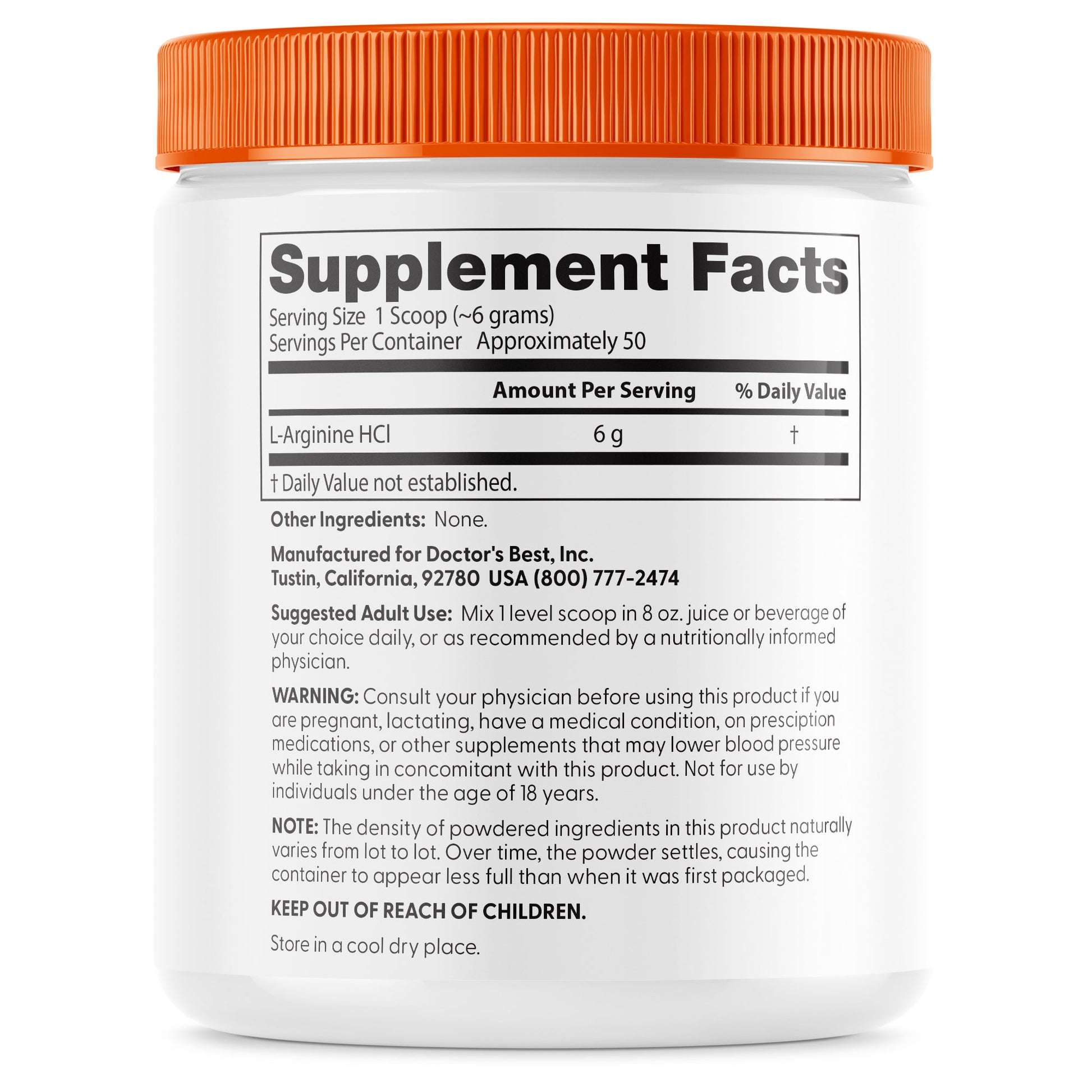 Doctor's Best Pure L-Arginine Powder, 10.6 oz (300 g)